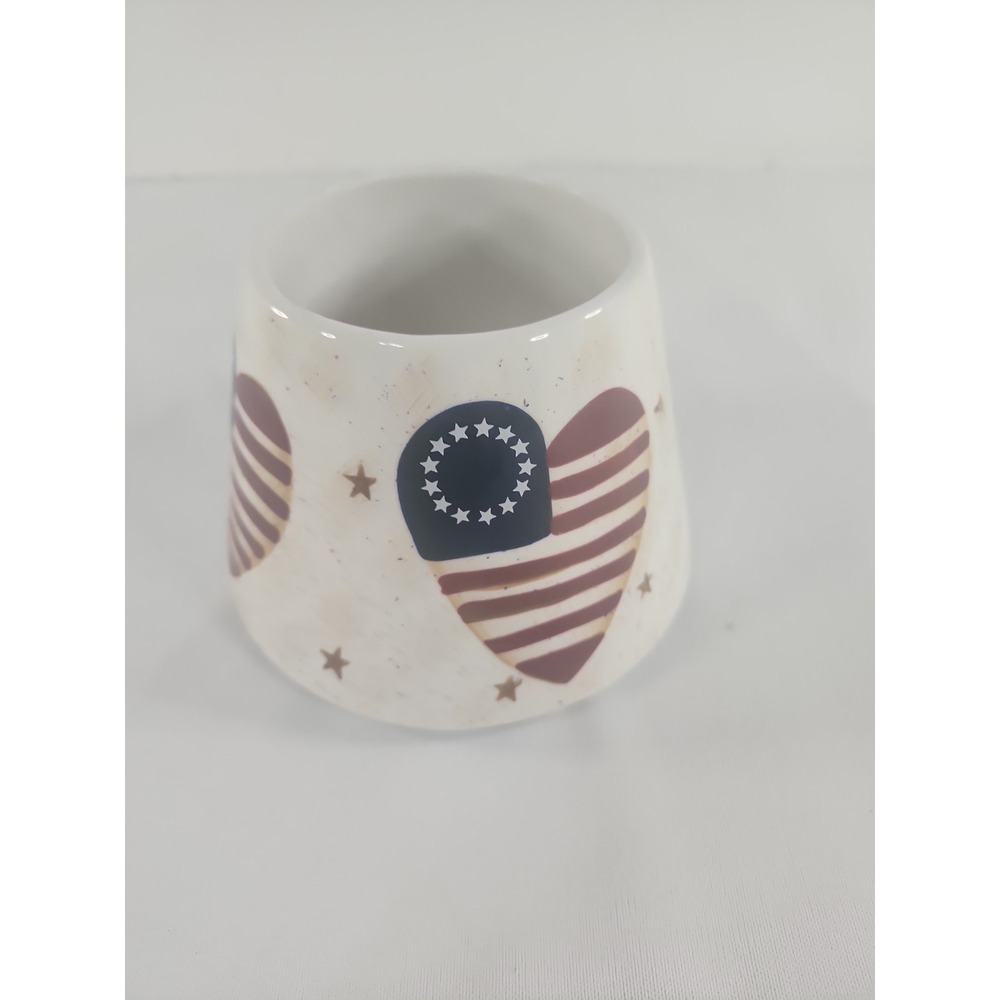 Americana Heart Flag Ceramic Wax Warmer Sleeve Primitive Country Decor